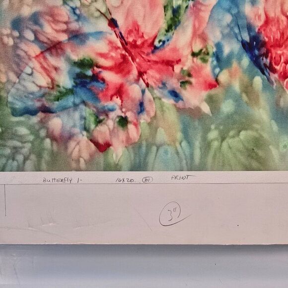 Mauline Henderson Butterfly Watercolor Signed Print Rag Paper Impressionist Art - Picture 4 of 8